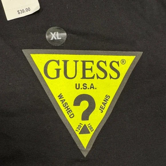 GUESS Mens Black Logo‎ Graphic T Shirt XL S/S Crew Neck Cotton Blend Casual Tee - Picture 7 of 8
